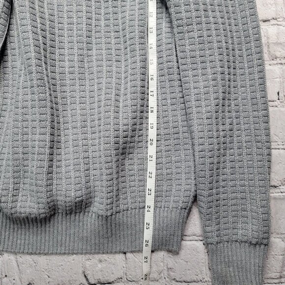 Brax James Virgin Merino Wool Blend Gray Shawl Collar Knit Button Cardigan Sz L - Picture 13 of 16